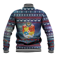 Tonga Christmas Baseball Jacket with Singing Whale Ocean Scene National Coat of Arms - Polynesian Pride