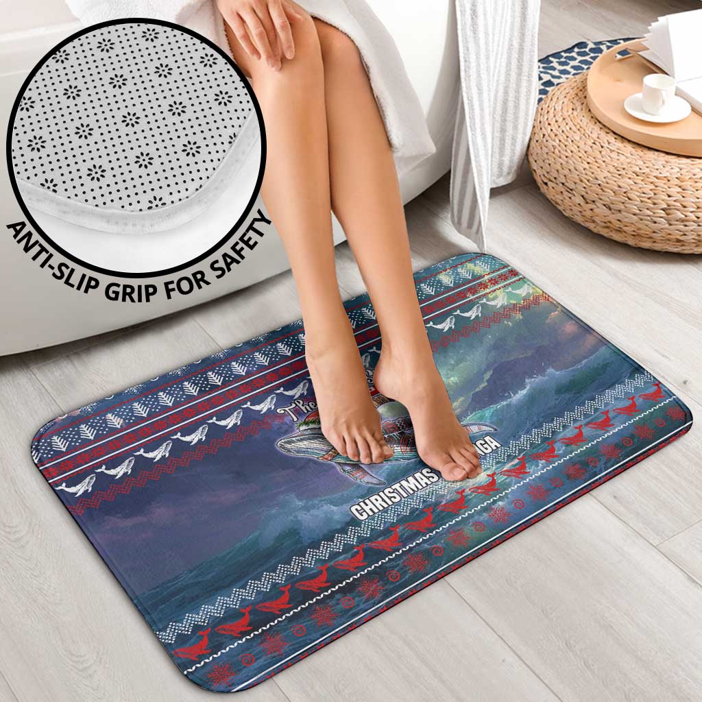 Tonga Christmas Bathroom Set with Singing Whale Ocean Scene National Coat of Arms - Polynesian Pride