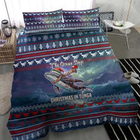 Tonga Christmas Bedding Set with Singing Whale Ocean Scene National Coat of Arms - Polynesian Pride