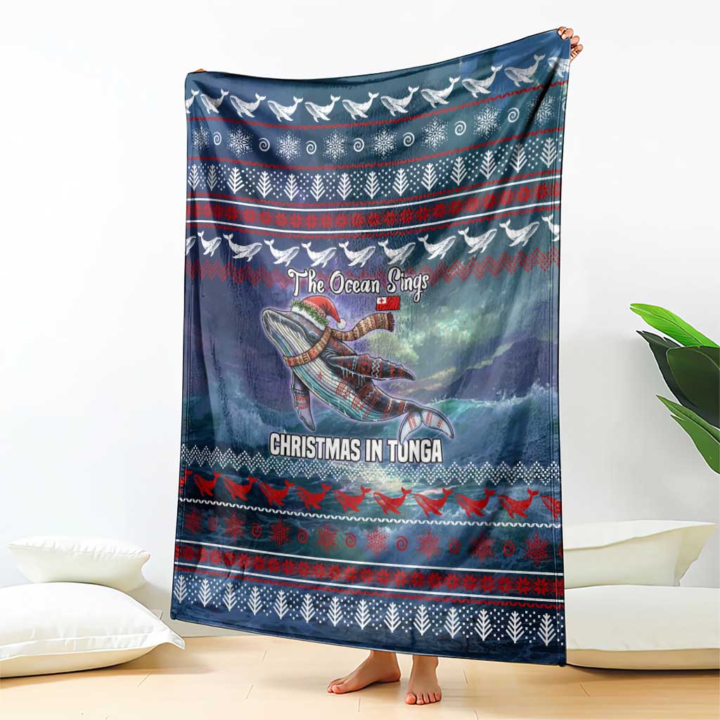 Tonga Christmas Blanket with Singing Whale Ocean Scene National Coat of Arms - Polynesian Pride