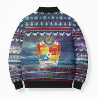 Tonga Christmas Bomber Puffer Jacket with Singing Whale Ocean Scene National Coat of Arms - Polynesian Pride