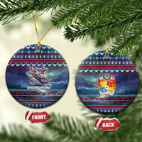 Tonga Christmas Ceramic Ornament with Singing Whale Ocean Scene National Coat of Arms - Polynesian Pride