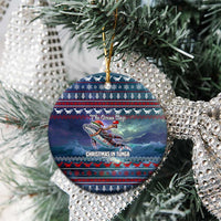 Tonga Christmas Ceramic Ornament with Singing Whale Ocean Scene National Coat of Arms - Polynesian Pride