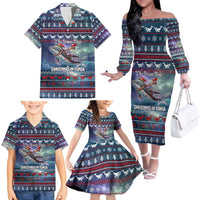 Tonga Christmas Family Matching Off The Shoulder Long Sleeve Dress and Hawaiian Shirt with Singing Whale Ocean Scene National Coat of Arms - Polynesian Pride