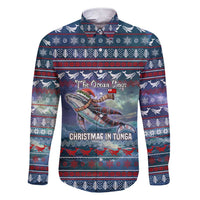 Tonga Christmas Family Matching Short Sleeve Bodycon Dress and Hawaiian Shirt with Singing Whale Ocean Scene National Coat of Arms - Polynesian Pride