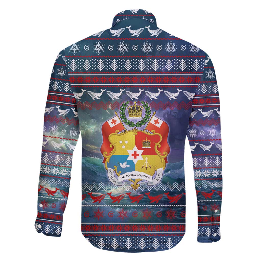 Tonga Christmas Family Matching Tank Maxi Dress and Hawaiian Shirt with Singing Whale Ocean Scene National Coat of Arms - Polynesian Pride