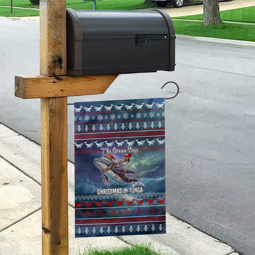 Tonga Christmas Garden Flag with Singing Whale Ocean Scene National Coat of Arms - Polynesian Pride