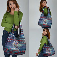 Tonga Christmas Grocery Bag with Singing Whale Ocean Scene National Coat of Arms - Polynesian Pride