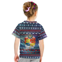 Tonga Christmas Kid T Shirt with Singing Whale Ocean Scene National Coat of Arms - Polynesian Pride