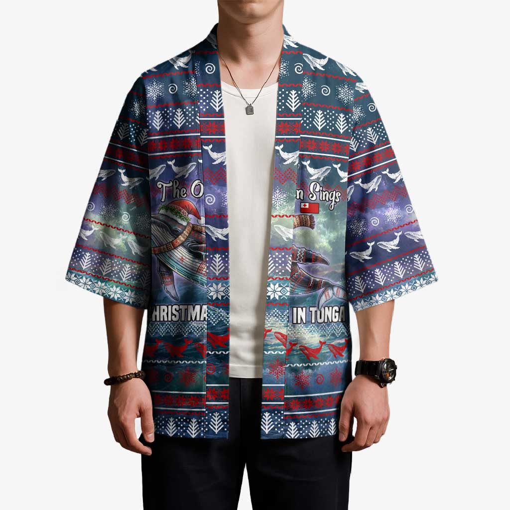 Tonga Christmas Kimono with Singing Whale Ocean Scene National Coat of Arms - Polynesian Pride