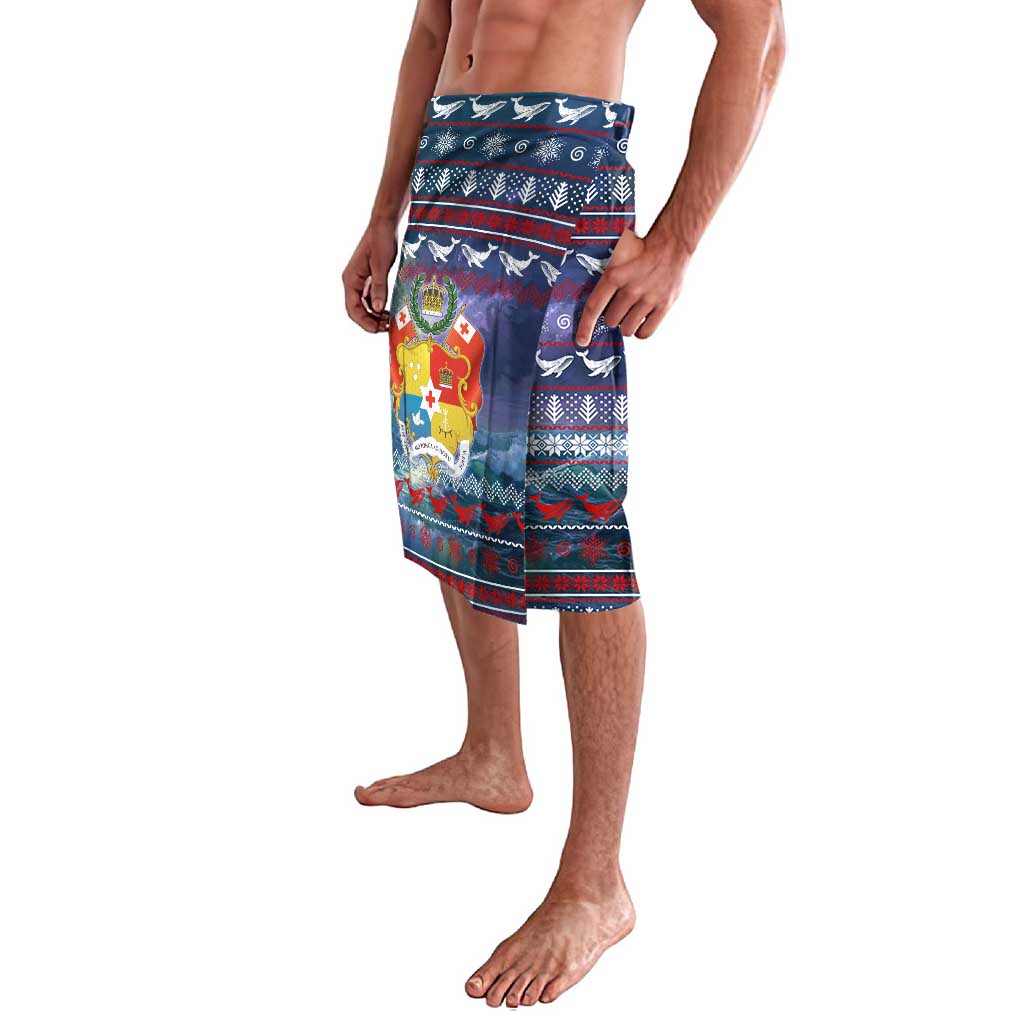 Tonga Christmas Lavalava with Singing Whale Ocean Scene National Coat of Arms - Polynesian Pride