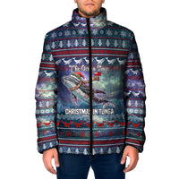 Tonga Christmas Padded Jacket with Singing Whale Ocean Scene National Coat of Arms - Polynesian Pride