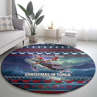 Tonga Christmas Round Carpet with Singing Whale Ocean Scene National Coat of Arms - Polynesian Pride