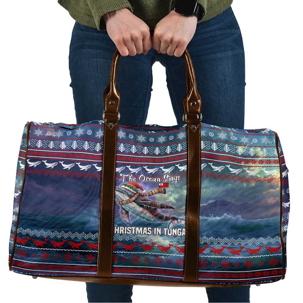 Tonga Christmas Travel Bag with Singing Whale Ocean Scene National Coat of Arms TS04 Multicolor - Polynesian Pride