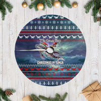 Tonga Christmas Tree Skirt with Singing Whale Ocean Scene National Coat of Arms - Polynesian Pride