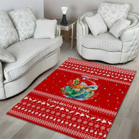 Tonga Christmas Area Rug with Sea Turtle Coral Reef Design Snowflake Pattern and National Emblem - Polynesian Pride