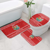 Tonga Christmas Bathroom Set with Sea Turtle Coral Reef Design Snowflake Pattern and National Emblem - Polynesian Pride