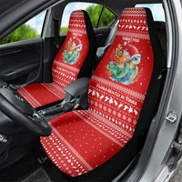 Tonga Christmas Car Seat Cover with Sea Turtle Coral Reef Design Snowflake Pattern and National Emblem - Polynesian Pride