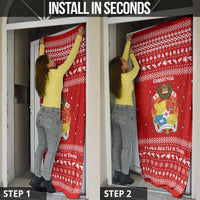 Tonga Christmas Door Cover with Sea Turtle Coral Reef Design Snowflake Pattern and National Emblem - Polynesian Pride