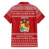 Tonga Christmas Family Matching Long Sleeve Bodycon Dress and Hawaiian Shirt with Sea Turtle Coral Reef Design Snowflake Pattern and National Emblem - Polynesian Pride