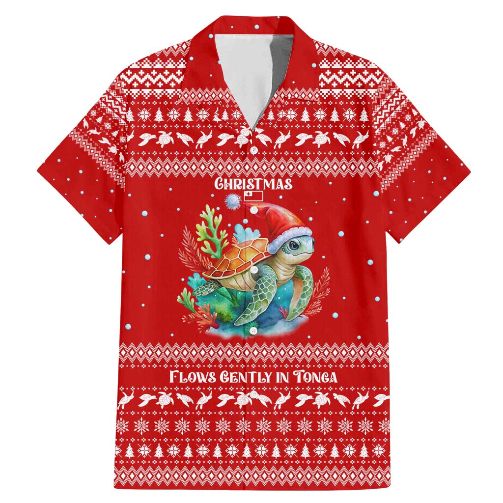 Tonga Christmas Family Matching Mermaid Dress and Hawaiian Shirt with Sea Turtle Coral Reef Design Snowflake Pattern and National Emblem - Polynesian Pride