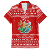 Tonga Christmas Family Matching Puletasi and Hawaiian Shirt with Sea Turtle Coral Reef Design Snowflake Pattern and National Emblem - Polynesian Pride