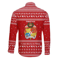 Tonga Christmas Family Matching Puletasi and Hawaiian Shirt with Sea Turtle Coral Reef Design Snowflake Pattern and National Emblem - Polynesian Pride