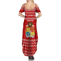 Tonga Christmas Family Matching Summer Maxi Dress and Hawaiian Shirt with Sea Turtle Coral Reef Design Snowflake Pattern and National Emblem - Polynesian Pride
