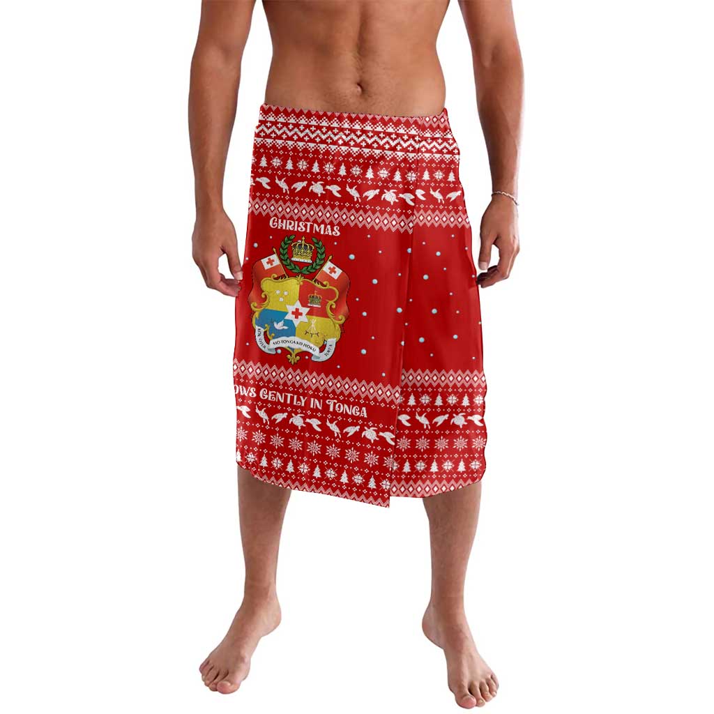 Tonga Christmas Lavalava with Sea Turtle Coral Reef Design Snowflake Pattern and National Emblem - Polynesian Pride