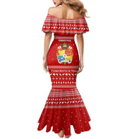 Tonga Christmas Mermaid Dress with Sea Turtle Coral Reef Design Snowflake Pattern and National Emblem - Polynesian Pride