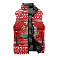 Tonga Christmas Sleeveless Puffer Jacket with Sea Turtle Coral Reef Design Snowflake Pattern and National Emblem - Polynesian Pride