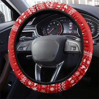 Tonga Christmas Steering Wheel Cover with Sea Turtle Coral Reef Design Snowflake Pattern and National Emblem - Polynesian Pride