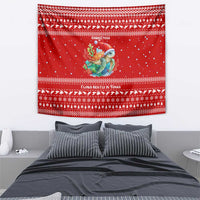 Tonga Christmas Tapestry with Sea Turtle Coral Reef Design Snowflake Pattern and National Emblem - Polynesian Pride