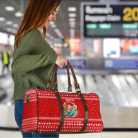 Tonga Christmas Travel Bag with Sea Turtle Coral Reef Design Snowflake Pattern and National Emblem - Polynesian Pride