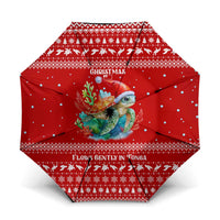 Tonga Christmas Umbrella with Sea Turtle Coral Reef Design Snowflake Pattern and National Emblem - Polynesian Pride
