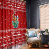 Tonga Christmas Window Curtain with Sea Turtle Coral Reef Design Snowflake Pattern and National Emblem - Polynesian Pride