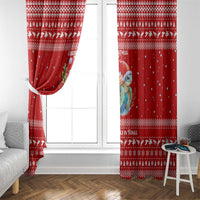 Tonga Christmas Window Curtain with Sea Turtle Coral Reef Design Snowflake Pattern and National Emblem - Polynesian Pride