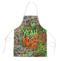 Yeah Nah Graffiti Skull New Zealand Slang Apron Kiwi Grunge Brick Wall and Bold Urban Street Art TS04 Multicolor - Polynesian Pride