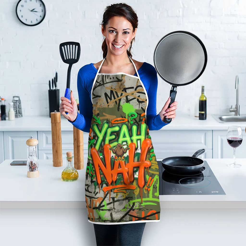 Yeah Nah Graffiti Skull New Zealand Slang Apron Kiwi Grunge Brick Wall and Bold Urban Street Art TS04 - Polynesian Pride