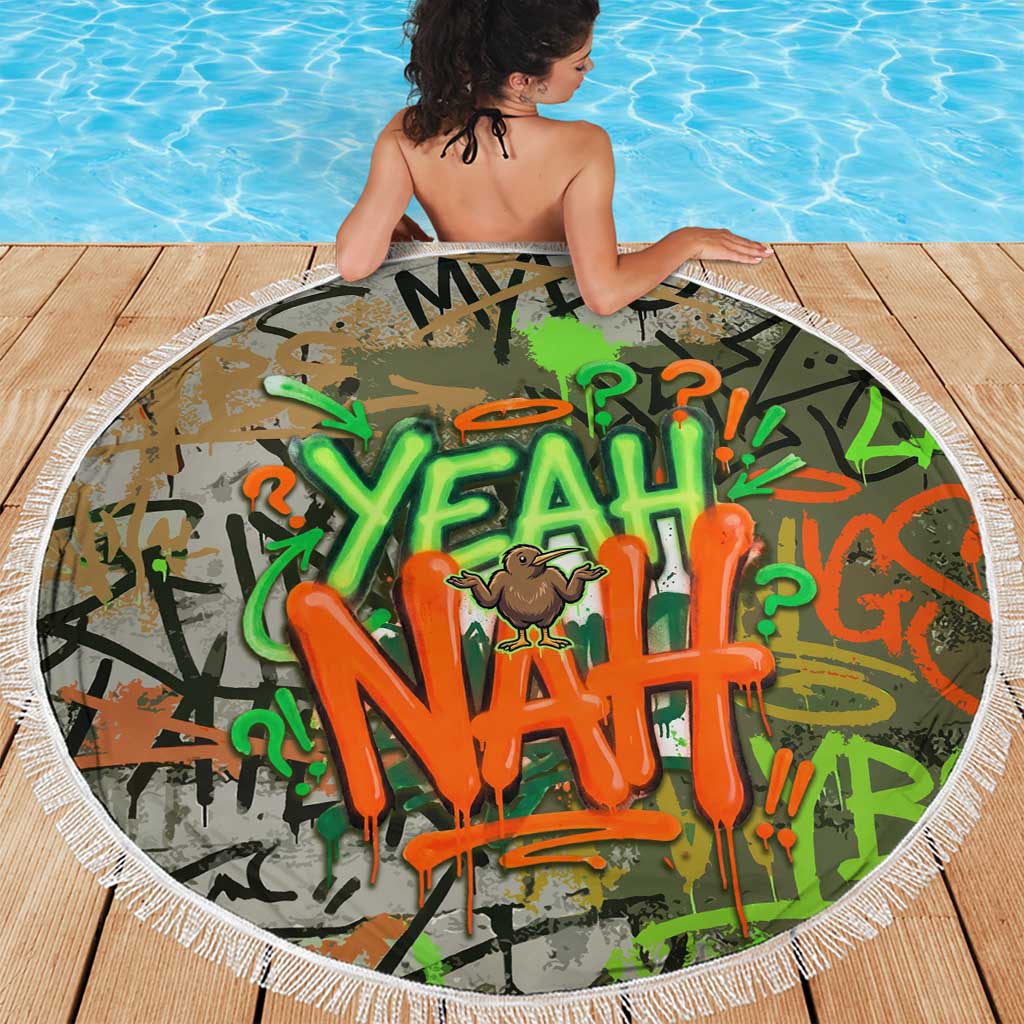 Yeah Nah Graffiti Skull New Zealand Slang Beach Blanket Kiwi Grunge Brick Wall and Bold Urban Street Art TS04 - Polynesian Pride