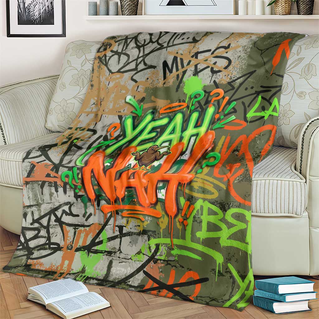 Yeah Nah Graffiti Skull New Zealand Slang Blanket Kiwi Grunge Brick Wall and Bold Urban Street Art TS04 - Polynesian Pride