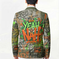 Yeah Nah Graffiti Skull New Zealand Slang Blazer Kiwi Grunge Brick Wall and Bold Urban Street Art