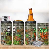 Yeah Nah Graffiti Skull New Zealand Slang 4 in 1 Can Cooler Tumbler Kiwi Grunge Brick Wall and Bold Urban Street Art TS04 - Polynesian Pride