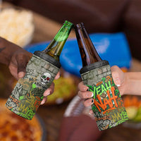 Yeah Nah Graffiti Skull New Zealand Slang 4 in 1 Can Cooler Tumbler Kiwi Grunge Brick Wall and Bold Urban Street Art TS04 - Polynesian Pride