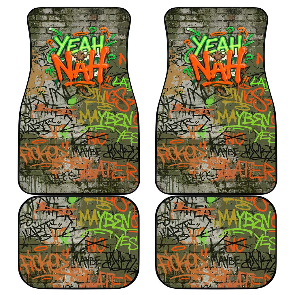 Yeah Nah Graffiti Skull New Zealand Slang Car Mats Kiwi Grunge Brick Wall and Bold Urban Street Art TS04 - Polynesian Pride