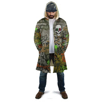 Yeah Nah Graffiti Skull New Zealand Slang Cloak Kiwi Grunge Brick Wall and Bold Urban Street Art