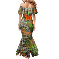 Yeah Nah Graffiti Skull New Zealand Slang Mermaid Dress Kiwi Grunge Brick Wall and Bold Urban Street Art TS04 - Polynesian Pride