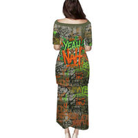 Yeah Nah Graffiti Skull New Zealand Slang Puletasi Kiwi Grunge Brick Wall and Bold Urban Street Art