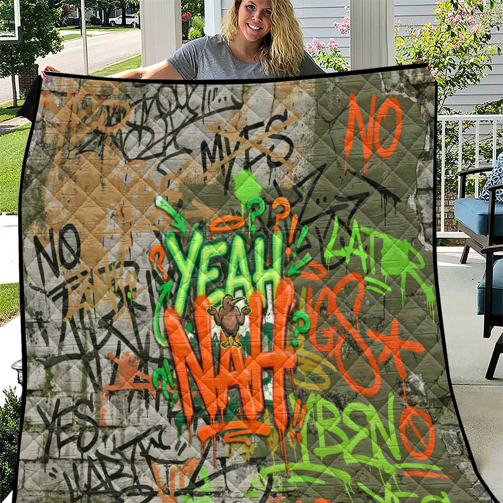 Yeah Nah Graffiti Skull New Zealand Slang Quilt Kiwi Grunge Brick Wall and Bold Urban Street Art TS04 Multicolor - Polynesian Pride