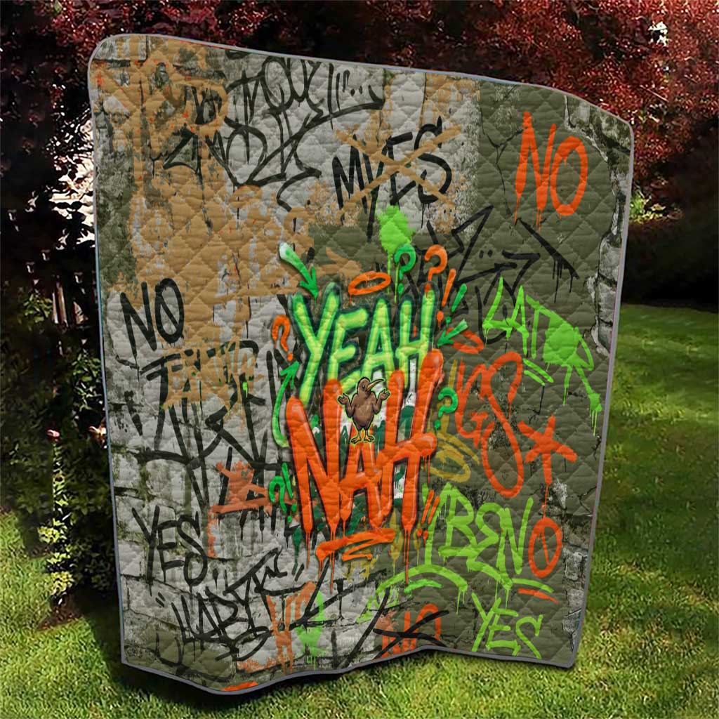 Yeah Nah Graffiti Skull New Zealand Slang Quilt Kiwi Grunge Brick Wall and Bold Urban Street Art TS04 - Polynesian Pride
